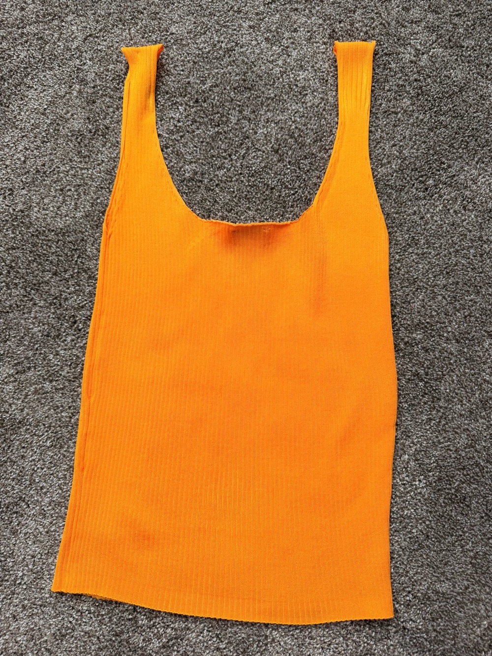 Sandro Orange Ribbed Square-Neck Tank